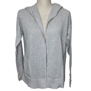 Lululemon Women's Still Movement Wrap Knit Hoodie Split Back Medium Gray